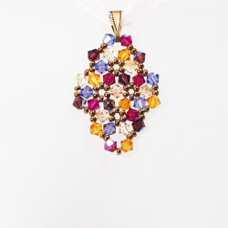 Pendant 30cm - Malvina Rhombus S-Salmon Organza - Pendant 30cm - Laiton bronze